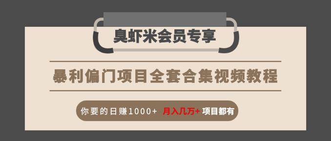 暴利偏门项目全套合集视频教程：你要的日赚1000+月入几万+项目都有-第一资源库