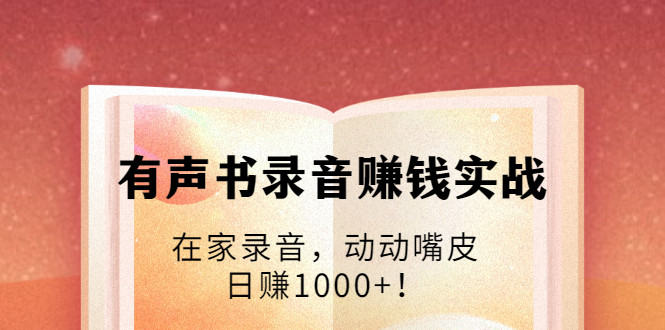 有声书录音赚钱实战：在家录音，动动嘴皮，日赚1000+！-第一资源库