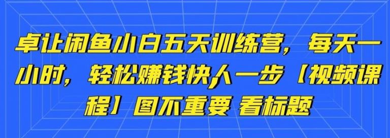 卓让闲鱼小白五天训练营，每天一小时，轻松赚钱快人一步-第一资源库