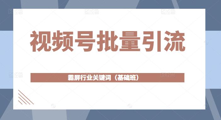 视频号批量引流，霸屏行业关键词（基础班）全面系统讲解视频号玩法-第一资源库