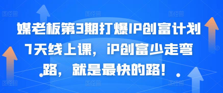 媒老板第3期打爆IP创富计划7天线上课，iP创富少走弯路，就是最快的路！-第一资源库