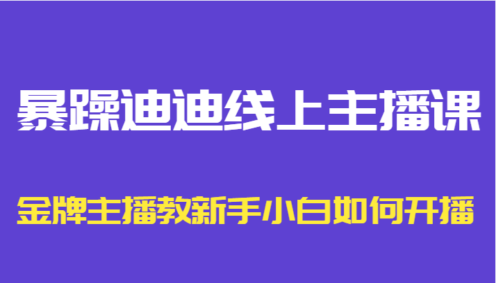 暴躁迪迪线上主播课，金牌主播教新手小白如何开播-第一资源库