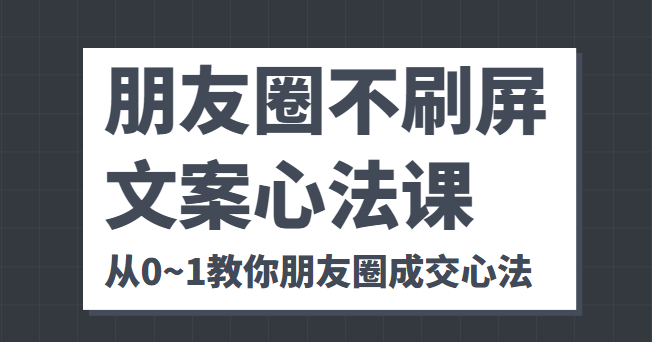 朋友圈不刷屏文案心法课 人人都要懂的商业逻辑 从0~1教你朋友圈成交心法-第一资源库