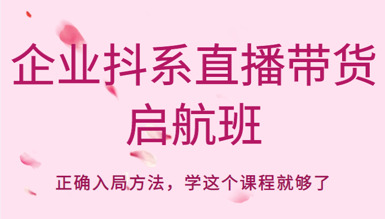 企业抖系直播带货启航班，正确入局方法，学这个课程就够了-第一资源库