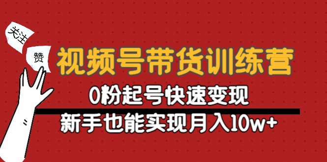 视频号带货训练营：0粉起号快速变现，新手也能实现月入10w+-第一资源库