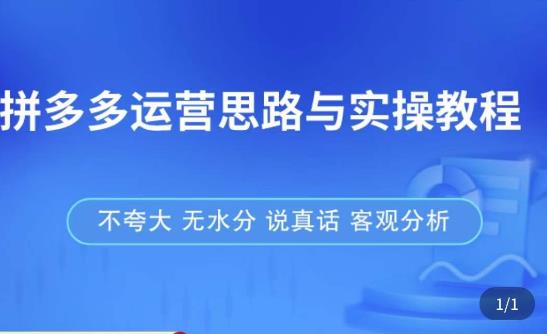 拼多多店铺运营思路与实操教程，快速学会拼多多开店和运营，少踩坑，多盈利-第一资源库