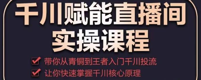 千川赋能直播间实操课程，带你从青铜到王者的入门千川投流，让你快速掌握千川核心原理-第一资源库