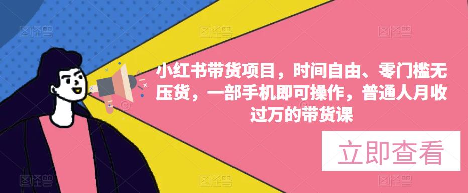 小红书带货项目，时间自由、零门槛无压货，一部手机即可操作，普通人月收过万的带货课-第一资源库