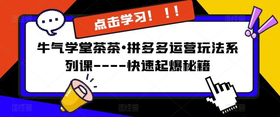 牛气学堂茶茶•拼多多运营玩法系列课—-快速起爆秘籍【更新】-第一资源库