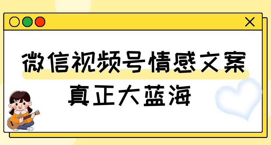 视频号情感文案，真正大蓝海，简单操作，新手小白轻松上手（教程+素材）【揭秘】-第一资源库