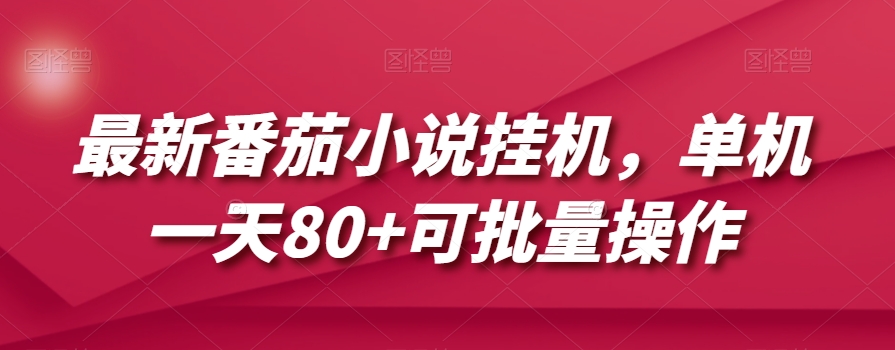 最新番茄小说挂机，单机一天80+可批量操作【揭秘】-第一资源库