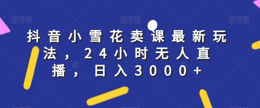 抖音小雪花卖课最新玩法，24小时无人直播，日入3000+【揭秘】-第一资源库