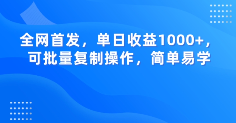 全网首发，单日收益1000+，可批量复制操作，简单易学【揭秘】-第一资源库