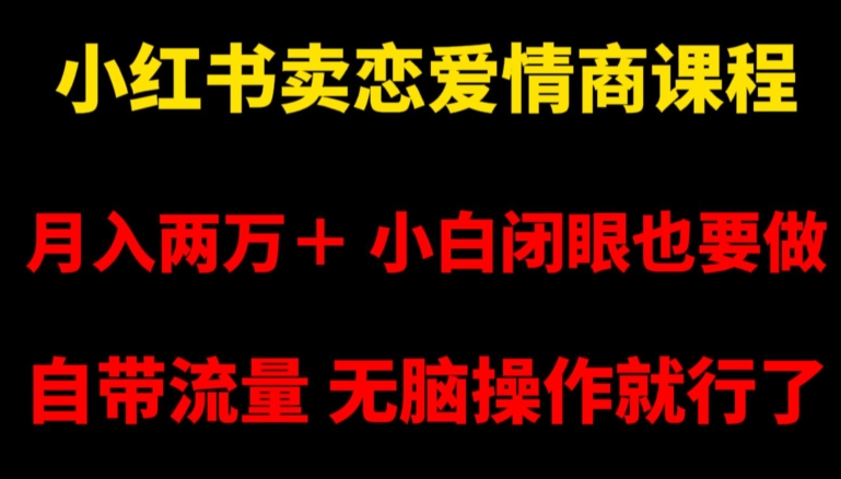 小红书卖恋爱情商课程，月入两万＋，小白闭眼也要做，自带流量，无脑操作就行了【揭秘】-第一资源库