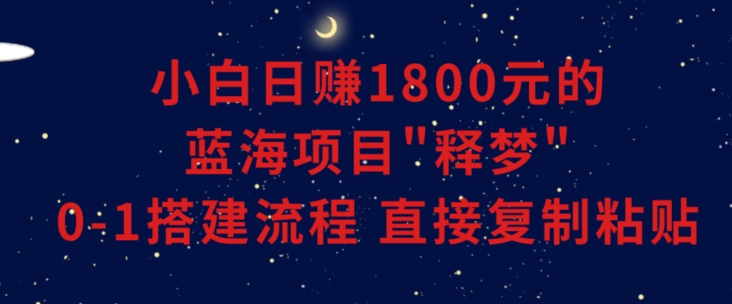 小白能日赚1800元的蓝海项目”释梦”0-1搭建流程可直接复制粘贴长期做【揭秘】-第一资源库