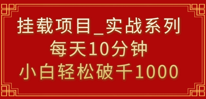 挂载项目，小白轻松破1000，每天10分钟，实战系列保姆级教程【揭秘】-第一资源库