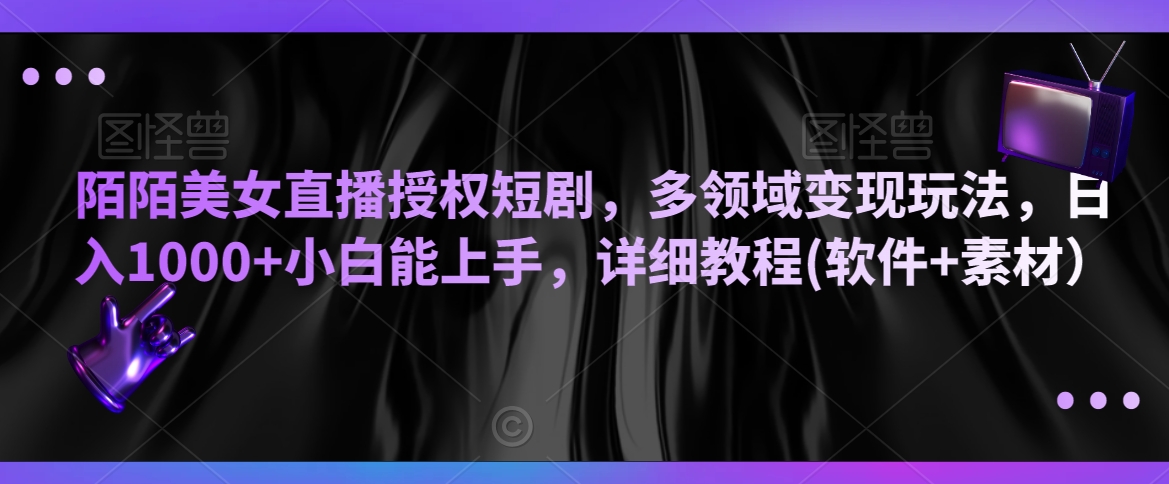 陌陌美女直播授权短剧，多领域变现玩法，日入1000+小白能上手，详细教程(软件+素材）【揭秘】-第一资源库