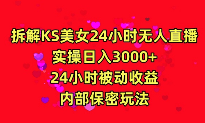 利用快手24小时无人美女直播，实操日入3000，24小时被动收益，内部保密玩法【揭秘】-第一资源库