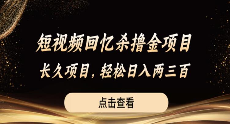 短视频回忆杀撸金项目，长久项目，轻松日入两三张【揭秘】-第一资源库