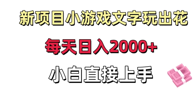 新项目小游戏文字玩出花日入2000+，每天只需一小时，小白直接上手【揭秘】-第一资源库