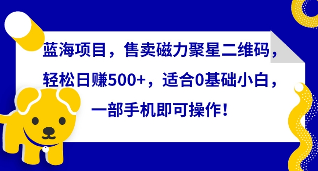 蓝海项目，售卖磁力聚星二维码，轻松日赚500+，适合0基础小白，一部手机即可操作【揭秘】-第一资源库