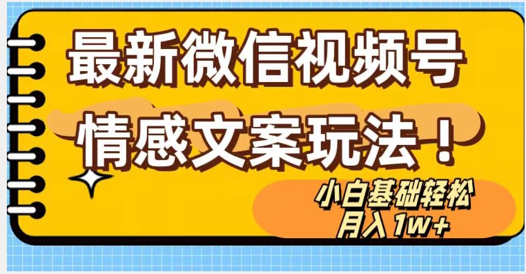 微信视频号情感文案最新玩法，小白轻松月入1万+无脑搬运【揭秘】-第一资源库