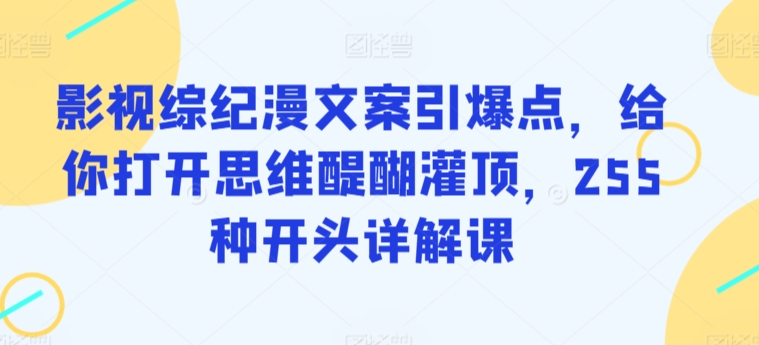 影视综纪漫文案引爆点，给你打开思维醍醐灌顶，255种开头详解课-第一资源库