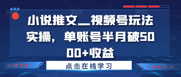 幼师副业：小说推文—视频号玩法实操，单账号半月破5000+收益