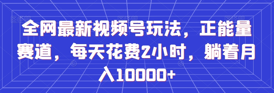 全网最新视频号玩法，正能量赛道，每天花费2小时，躺着月入10000+【揭秘】-第一资源库