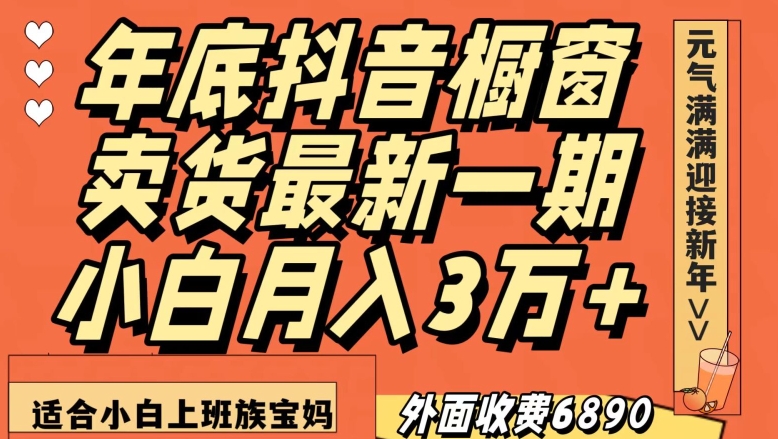 外面收费6890元年底抖音橱窗卖货最新一期，小白月入3万，适合小白上班族宝妈【揭秘】-第一资源库