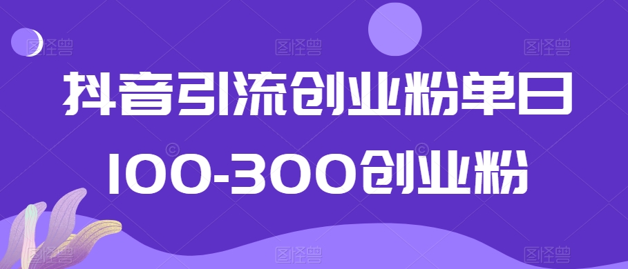 抖音引流创业粉单日100-300创业粉【揭秘】-第一资源库