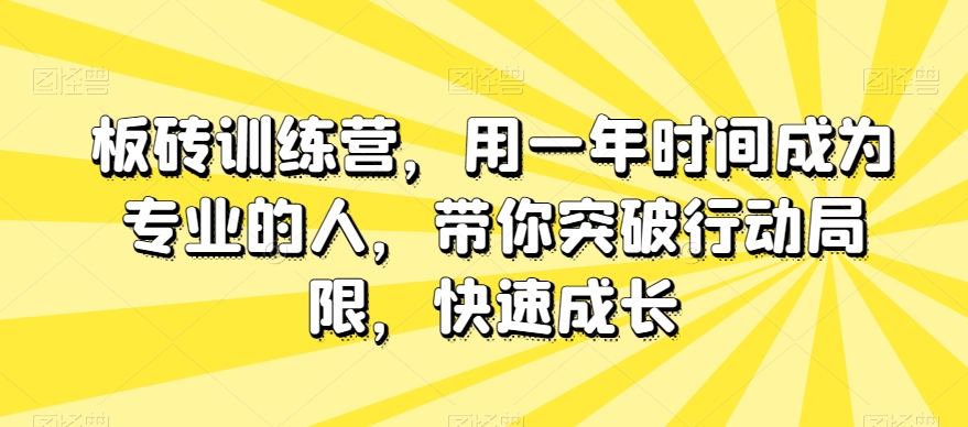 板砖训练营，用一年时间成为专业的人，带你突破行动局限，快速成长-第一资源库