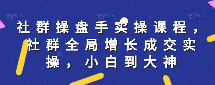 社群实操课程，社群全局增长成交实操，小白到大神-第一资源库