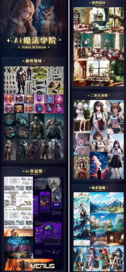 Ai魔法绘画 Stable Diffusion专业课高效辅助Ui/运营作品集0到精通系统课-第一资源库