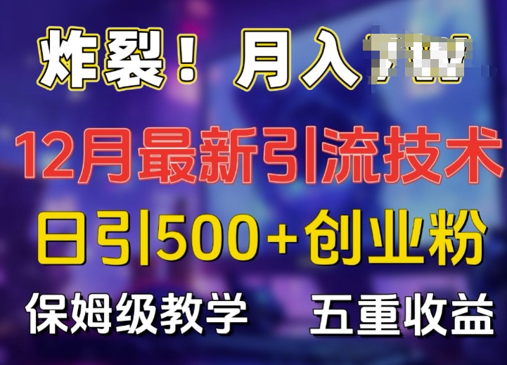 炸裂!揭秘12月最新日引流500+精准创业粉，多重收益保姆级教学-第一资源库