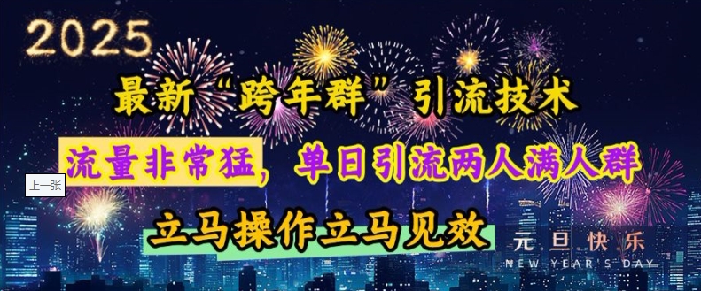 最新“跨年群”引流，流量非常猛，单日引流两人满人群，立马操作立马见效【揭秘】-第一资源库